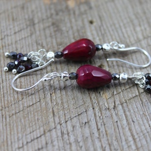 Seen on The Vampire Diaries Worn by Elena Gilbert Handmade Agate Earrings Hematite Red Crystals Sterling Silver TVD Jewelry Elena Earrings image 2