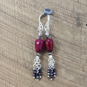 Seen on The Vampire Diaries Worn by Elena Gilbert Handmade Agate Earrings Hematite Red Crystals Sterling Silver TVD Jewelry Elena Earrings image 3