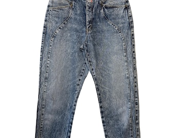 Vintage Edwin Women's High-Waisted Acid-Wash Jeans