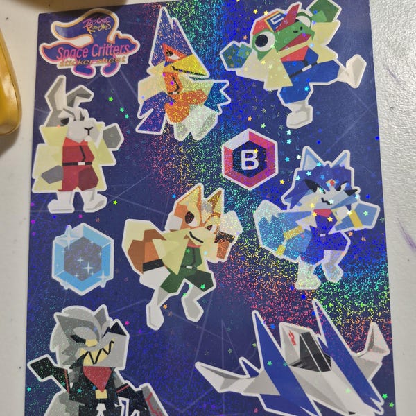 Star Fox Sticker Sheet - Fox, Falco, Wolf, Peppy, Slippy, Krystal - Space Critters - Retro Low poly inspired