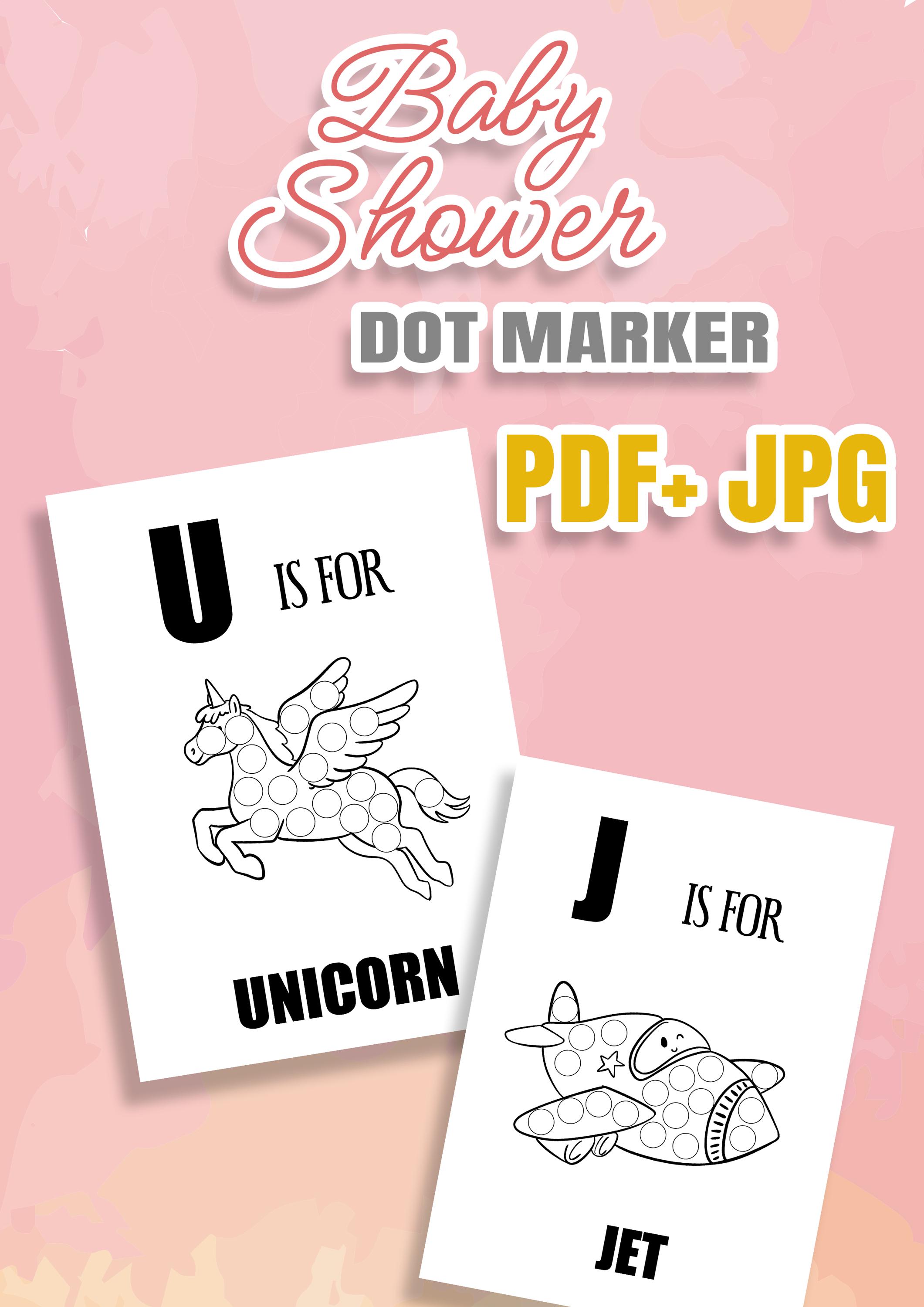 Baby Gift ABC Dot Marker Coloring Pages, ABC Guest Book Baby Shower ...