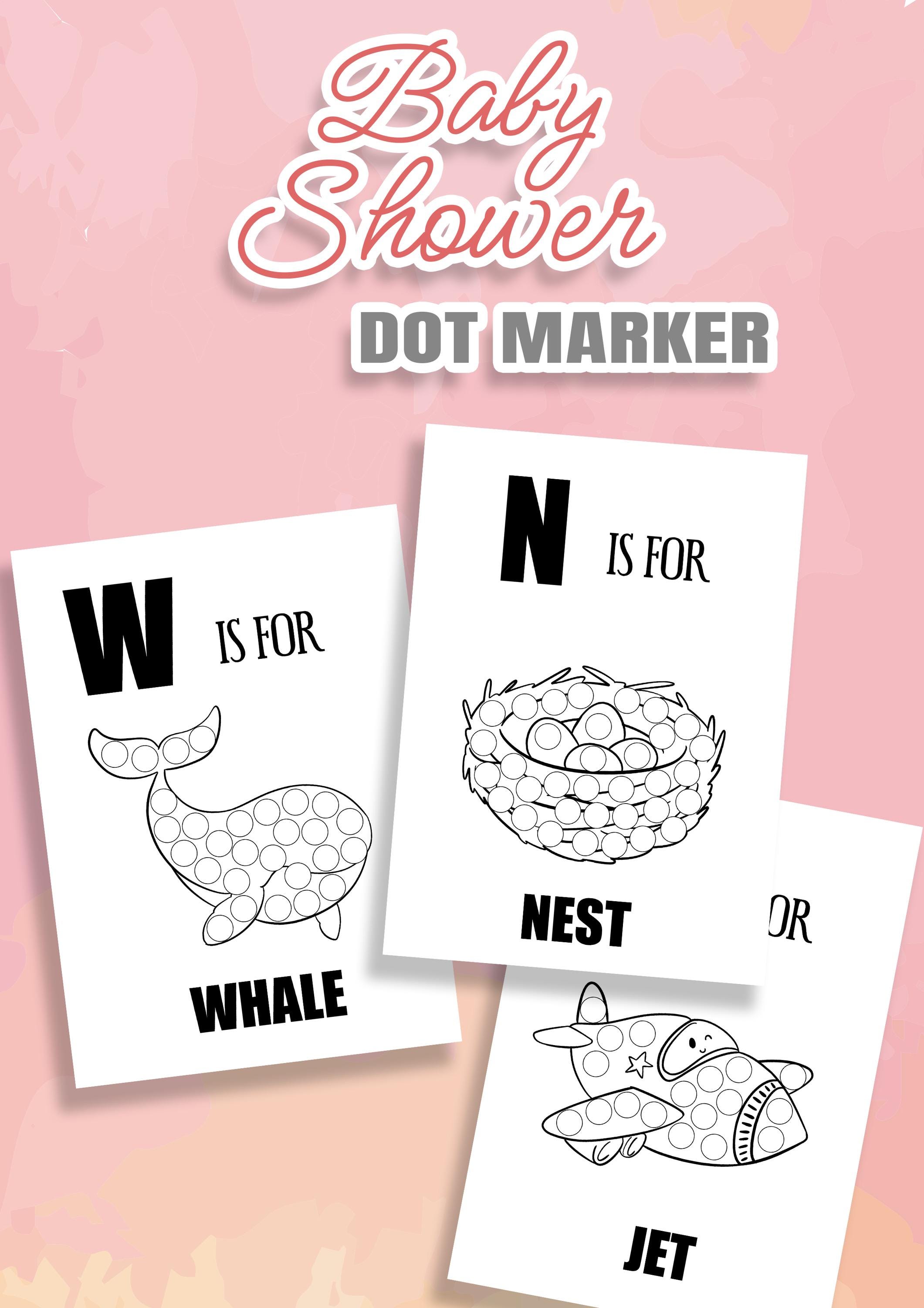 Baby Gift ABC Dot Marker Coloring Pages, ABC Guest Book Baby Shower ...