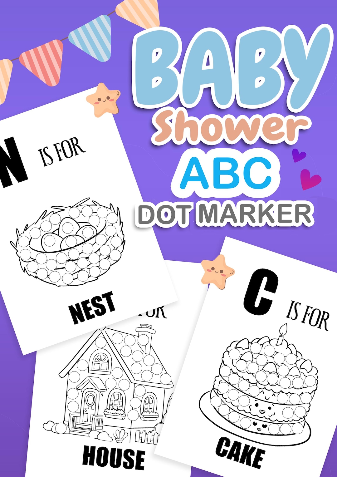 Baby Gift ABC Dot Marker Coloring Pages, ABC Guest Book Baby Shower ...