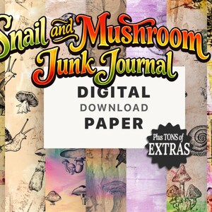 Snail and Mushroom Digital Paper Pack, Scrapbooking, Printable Scrapbook Paper, A4 and US Letter, Instant Download 画像 1