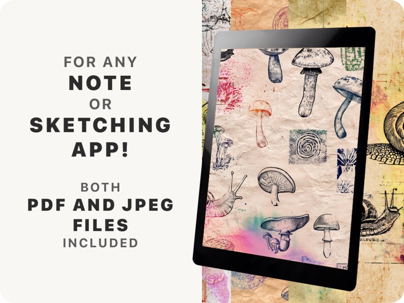 Snail and Mushroom Digital Paper Pack, Scrapbooking, Printable Scrapbook Paper, A4 and US Letter, Instant Download 画像 4
