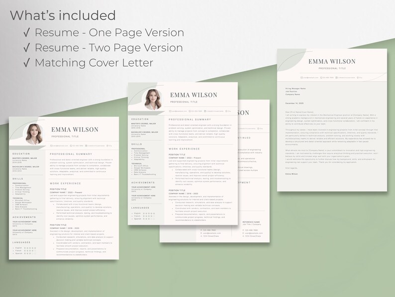 Modern Minimalist Resume Template | Professional CV & Cover Letter ...