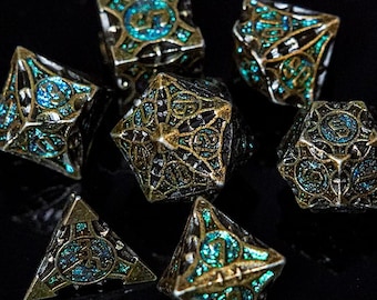 Solid Metal DND Dice Set, Retro Copper Polyhedral RPG Dice, Tabletop Game Accessory