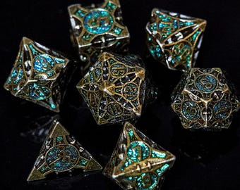 Solid Metal DND Dice Set, Retro Copper Polyhedral RPG Dice, Tabletop Game Accessory