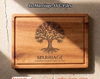 8 Marriage Tree SVG Files, Love Charcuterie Board Engraving, Glowforge Lightburn Xtool CNC Digital