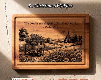 8 Biblical Landscape SVG Files, Christian Charcuterie Board Engraving, Glowforge Lightburn Xtool CNC Digital