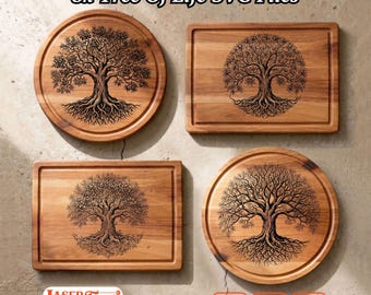 8 Tree of Life SVG Laser Files, Charcuterie Board Engraving Design, Glowforge Xtool Lightburn