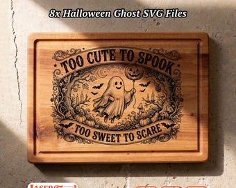 8 Halloween Ghost SVG Files, Spooky Charcuterie Board Engraving, Glowforge Lightburn Xtool CNC Digital