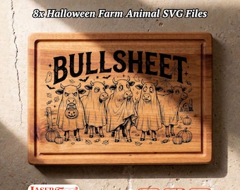 8 Funny Farm Halloween SVG Files, Spooky Charcuterie Board Engraving, Glowforge Lightburn Xtool CNC