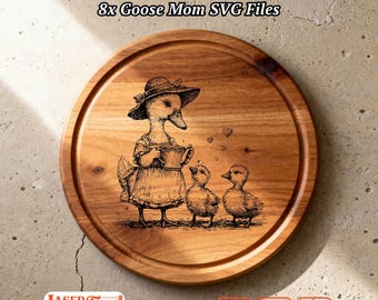 8 Goose Mom SVG Laser Files, Farm Family Engraving Designs, Charcuterie Board Xtool CNC