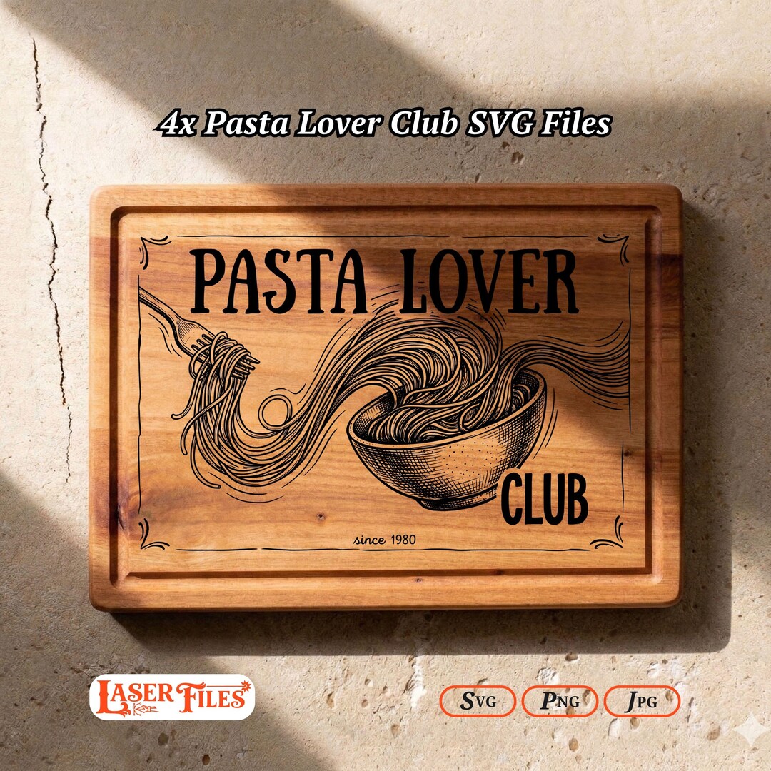 Pasta Svg File 4 Pasta Lover SVG Files, Italian Food Charcuterie Board Engraving ...