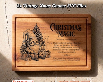 8 Santa Christmas SVG Files, Vintage Holiday Engraving Bundle, Glowforge LightBurn xTool CNC Digital