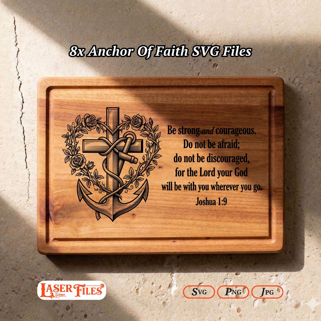 8 Anchor Cross Scripture SVG Files, Christian Charcuterie Board ...