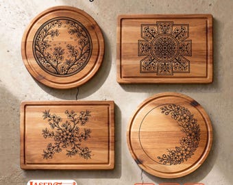 8 Cherry Blossom SVG Laser Files, Floral Engraving Designs, Charcuterie Board Glowforge Xtool Lightburn