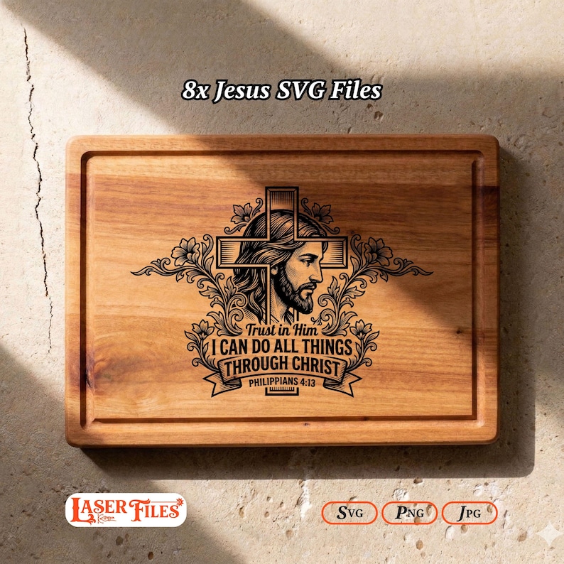 8 Jesus Trust SVG Files, Christian Charcuterie Board Engraving ...