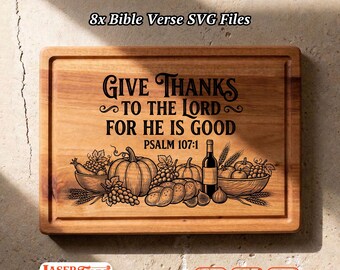 8 Bible Verse SVG Files, Christian Charcuterie Board Engraving, Glowforge Lightburn Xtool CNC Digital