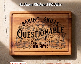 8 Farm Kitchen SVG Files, Funny Charcuterie Board Engraving, Glowforge Lightburn Xtool CNC Digital