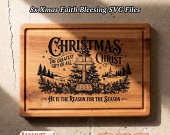 8 Christian Christmas SVG Files, Faith Engraving Bundle, Glowforge LightBurn xTool CNC Digital Designs