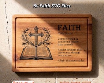 8 Faith Definition SVG Files, Christian Charcuterie Board Engraving, Glowforge Lightburn Xtool CNC Digital