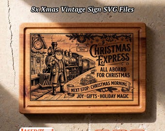 8 Christmas Winter SVG Files, Holiday Village Engraving Bundle, Glowforge LightBurn xTool CNC Digital