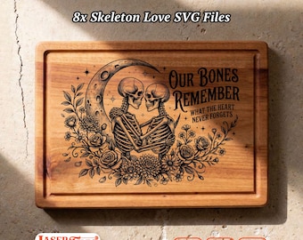 8 Halloween Skeleton SVG Files, Romantic Couple Skeleton Engraving Bundle, Glowforge LightBurn xTool CNC