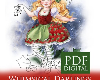 PRINTABLE, PDF coloring book, Instant download, Winter Coloring Book, Big Eye Dolls, Art of Janna Prosvirina