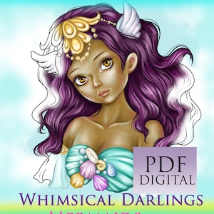 Druckbares digitales Buch, PDF, Färbung, Sofort download, Malseite, Big eye dolls, Art of Janna Prosvirina