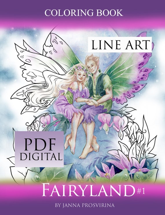 PRINTABLE Fairyland 1 Line Art PDF Coloring Book Instant | Etsy