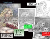 Digital Stamp, Printable, Instant download, Digi stamp, Coloring page, Art of Janna Prosvirina