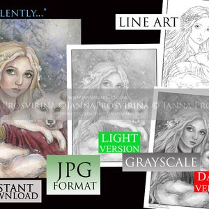 Digital Stamp, Printable, Instant download, Digi stamp, Coloring page, Art of Janna Prosvirina