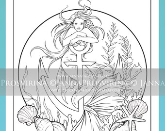 Kit&Clowder kleurlessen digitale stempel, afdrukbaar, Instant download, Digi stamp, Kleurplaat, Art of Janna Prosvirina