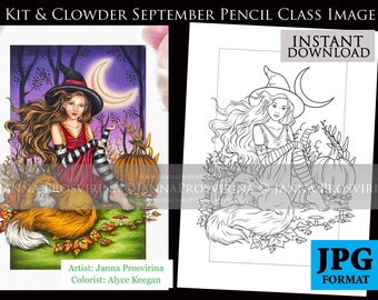 Kit&Clowder Coloring Classes  Digital Stamp, Printable, Instant download, Digi stamp, Coloring page, Art of Janna Prosvirina