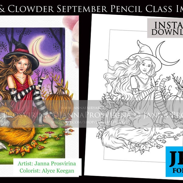 Kit&Clowder Coloring Classes  Digital Stamp, Printable, Instant download, Digi stamp, Coloring page, Art of Janna Prosvirina
