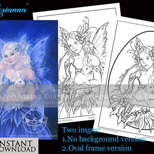 Digital Stamp, Printable, Easter, Instant download, Digi stamp, Coloring page, Art of Janna Prosvirina