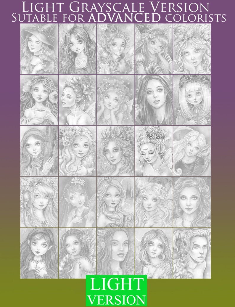 PRINTABLE Instant Download PDF GRAYSCALE Coloring book image 2