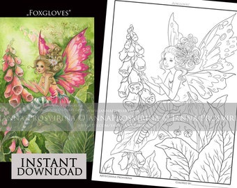 Digital Stamp, Printable, Instant download, Digi stamp, Coloring page, Mermaids, Art of Janna Prosvirina