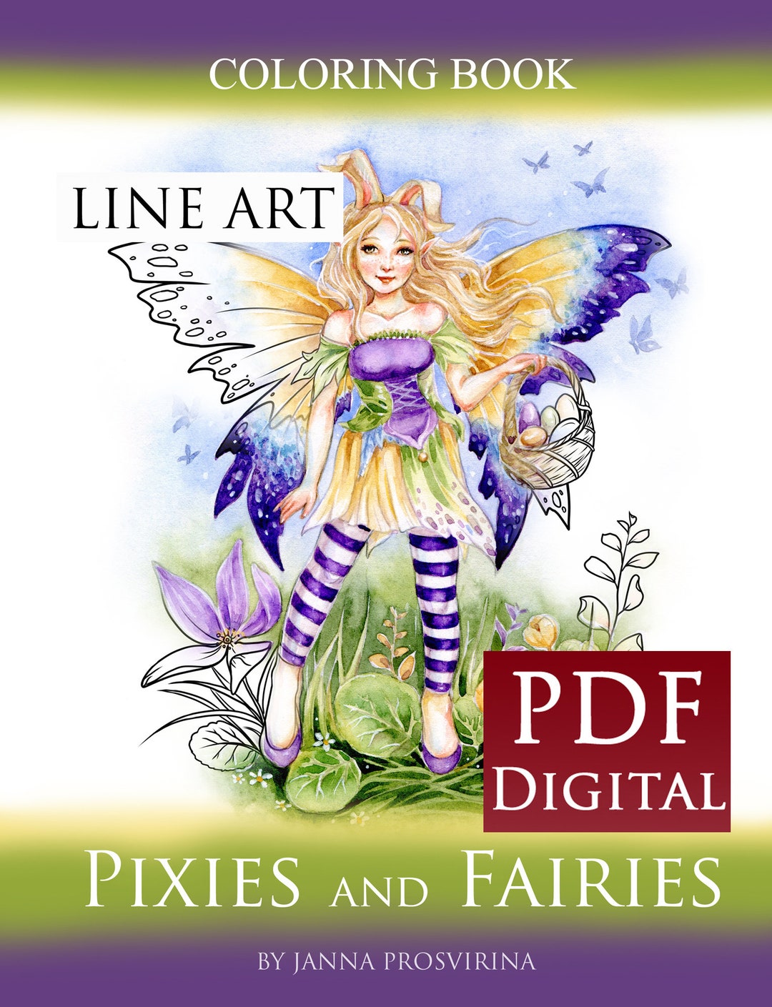 Printable Digital Book, PDF, Coloring, Instant Download, Pixies and ...