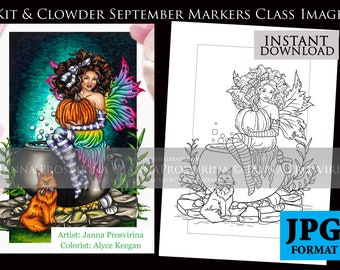 Kit&Clowder Coloring Classes  Digital Stamp, Printable, Instant download, Digi stamp, Coloring page, Art of Janna Prosvirina