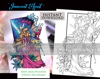 Kit&Clowder Kleurlessen Digitale Stempel, Afdrukbaar, Instant download, Digi stempel, Kleurplaat, Kunst van Janna Prosvirina