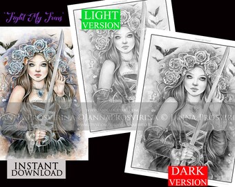 Coloring Page, Printable, Instant download, Digital stamp, Line art,  Art of Janna Prosvirina