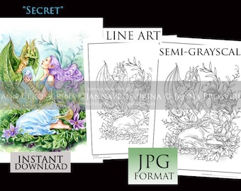 Digital Stamp, Easter, Printable, Instant download, Digi stamp, Coloring page,  Art of Janna Prosvirina