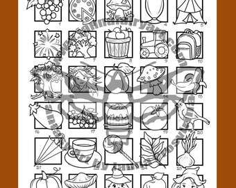 September Treats Countdown Coloring Page, Calendar to Color, Printable, Art of Janna Prosvirina