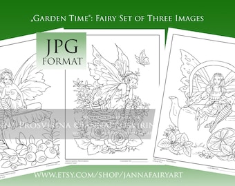 PRINTABLE, Instant download, Digi stamp, Coloring page,Dragons, Fairy, Art of Janna Prosvirina