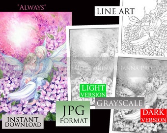 Printavle Line Art, Coloring Page, Instant download, Digital Stamp,  Art of Janna Prosvirina