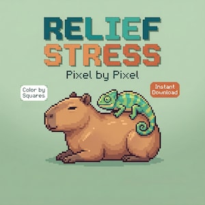 Relief Stress Pixel by Pixel – Pixel Coloring Book for Stress Relief (Printable)