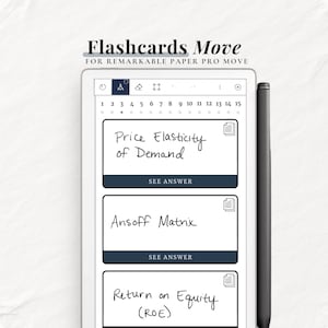 Flashcard Deck for Remarkable Paper Pro Move | Remarkable Move Flashcards | Remarkable study guide | Remarkable Flashcards